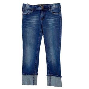 Kut From The Kloth Womens Cameron Cuffed Straight Leg Dark Denim Jeans Buttons 4